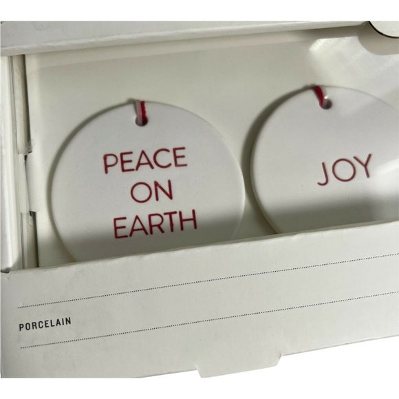 Hearth And Hand Magnolia Red White Porcelain Christmas Ornaments Set of 4 NEW - Picture 3 of 3